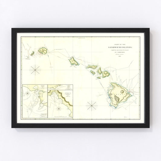 Vintage map of Hawaii, 1832
