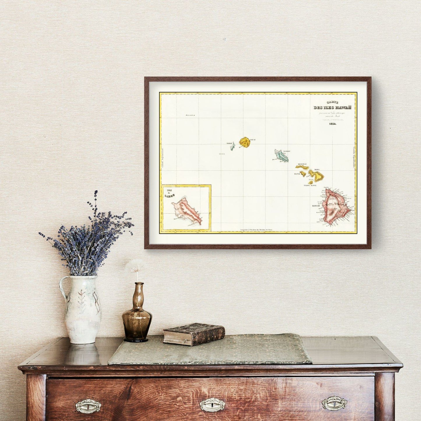 Vintage Map of Hawaii, 1834