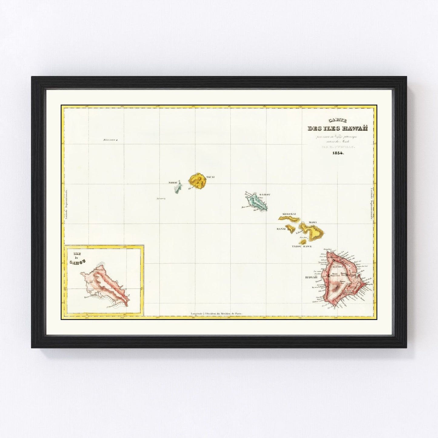 Vintage map of Hawaii, 1834