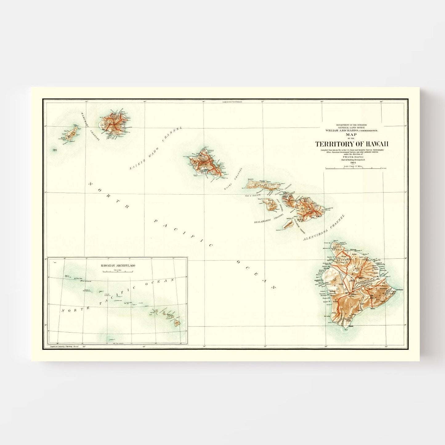 Vintage Map of Hawaii, 1904