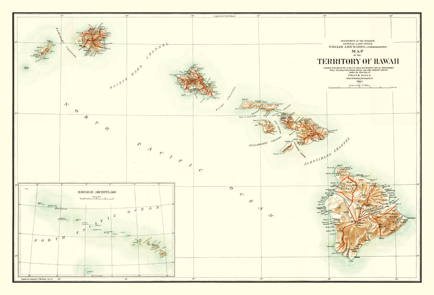 Vintage Map of Hawaii, 1904