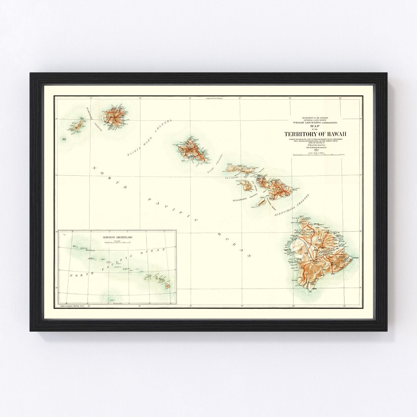 Vintage map of Hawaii, 1904