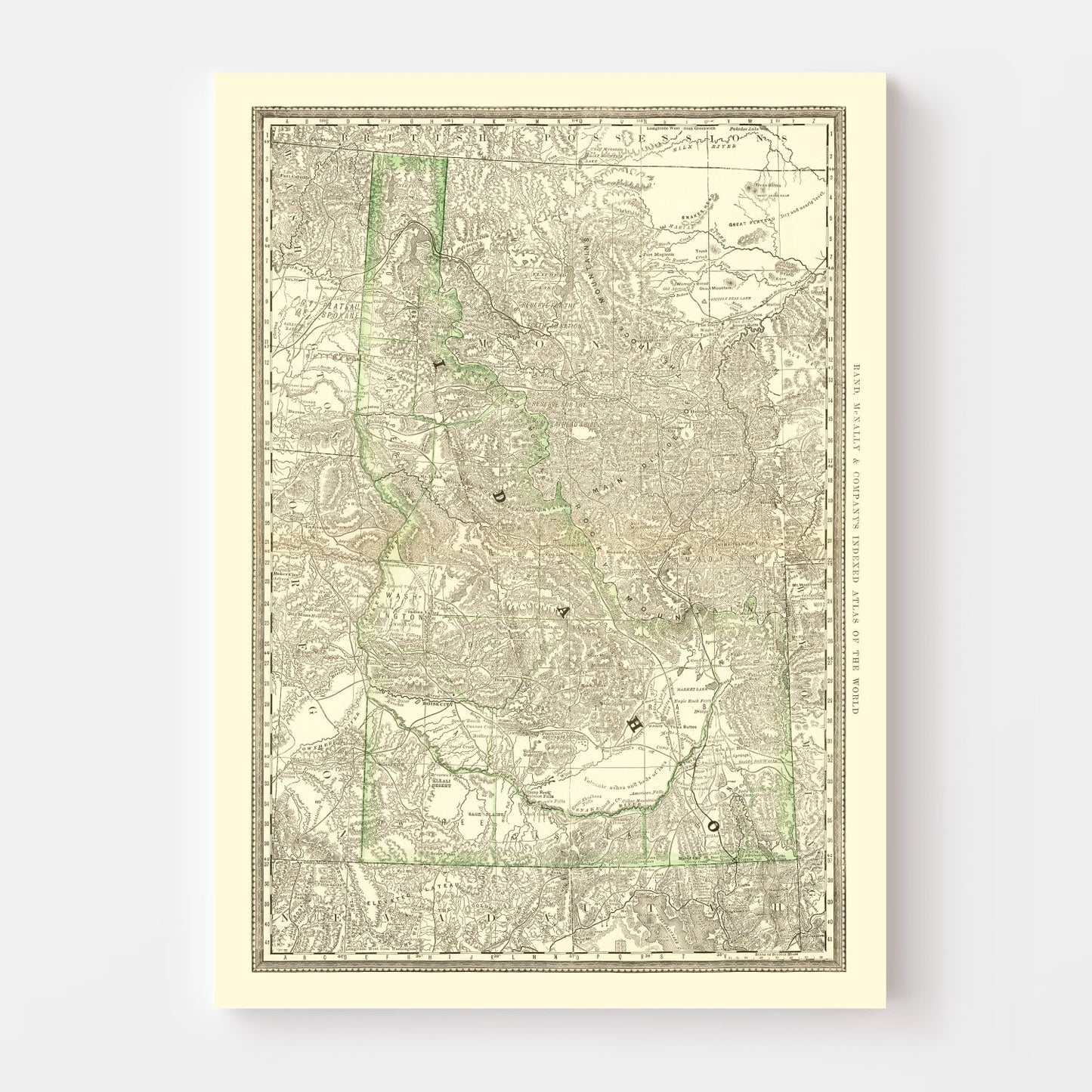 Vintage Map of Idaho, 1884