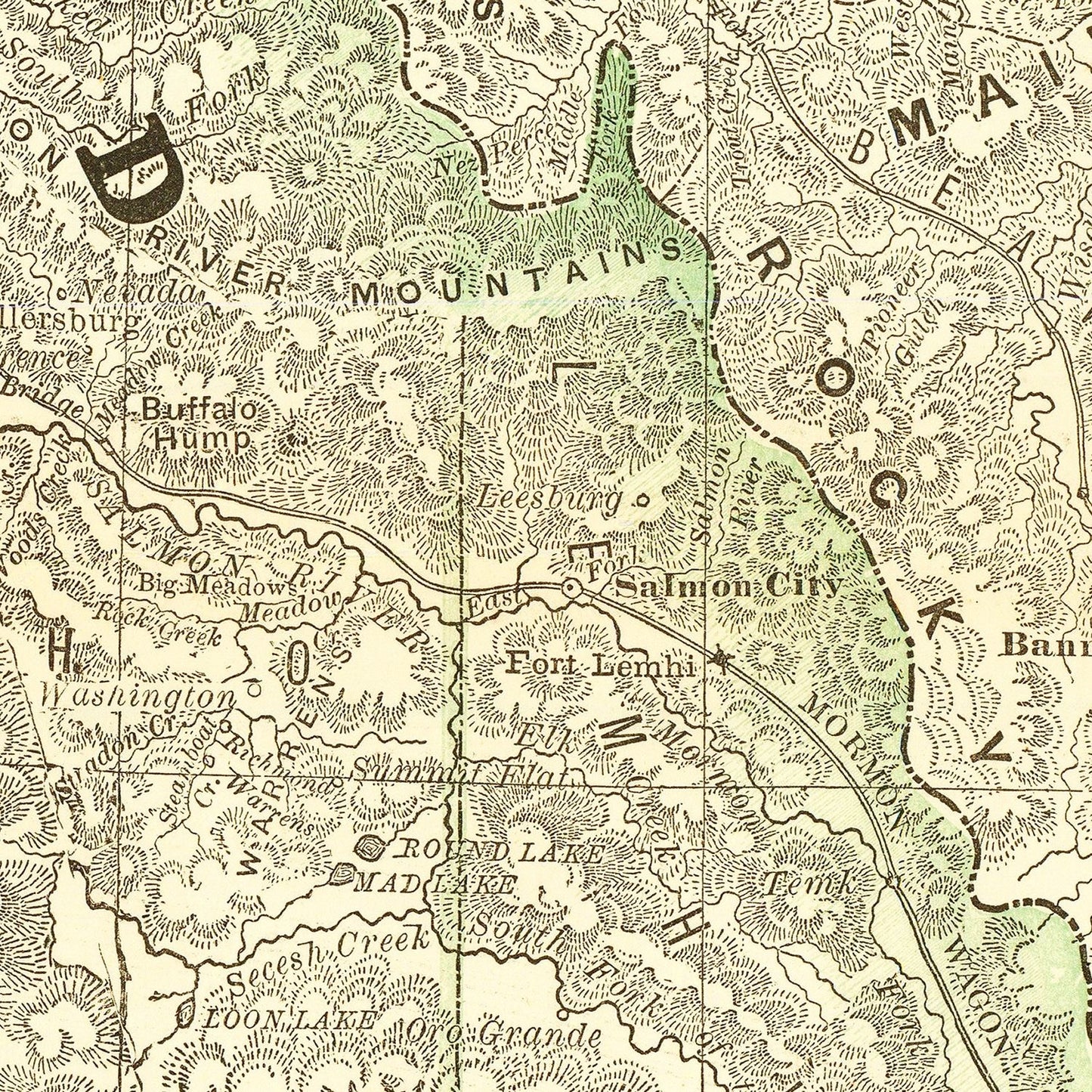 Vintage Map of Idaho, 1884