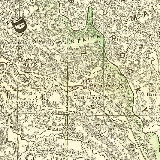 Vintage Map of Idaho, 1884