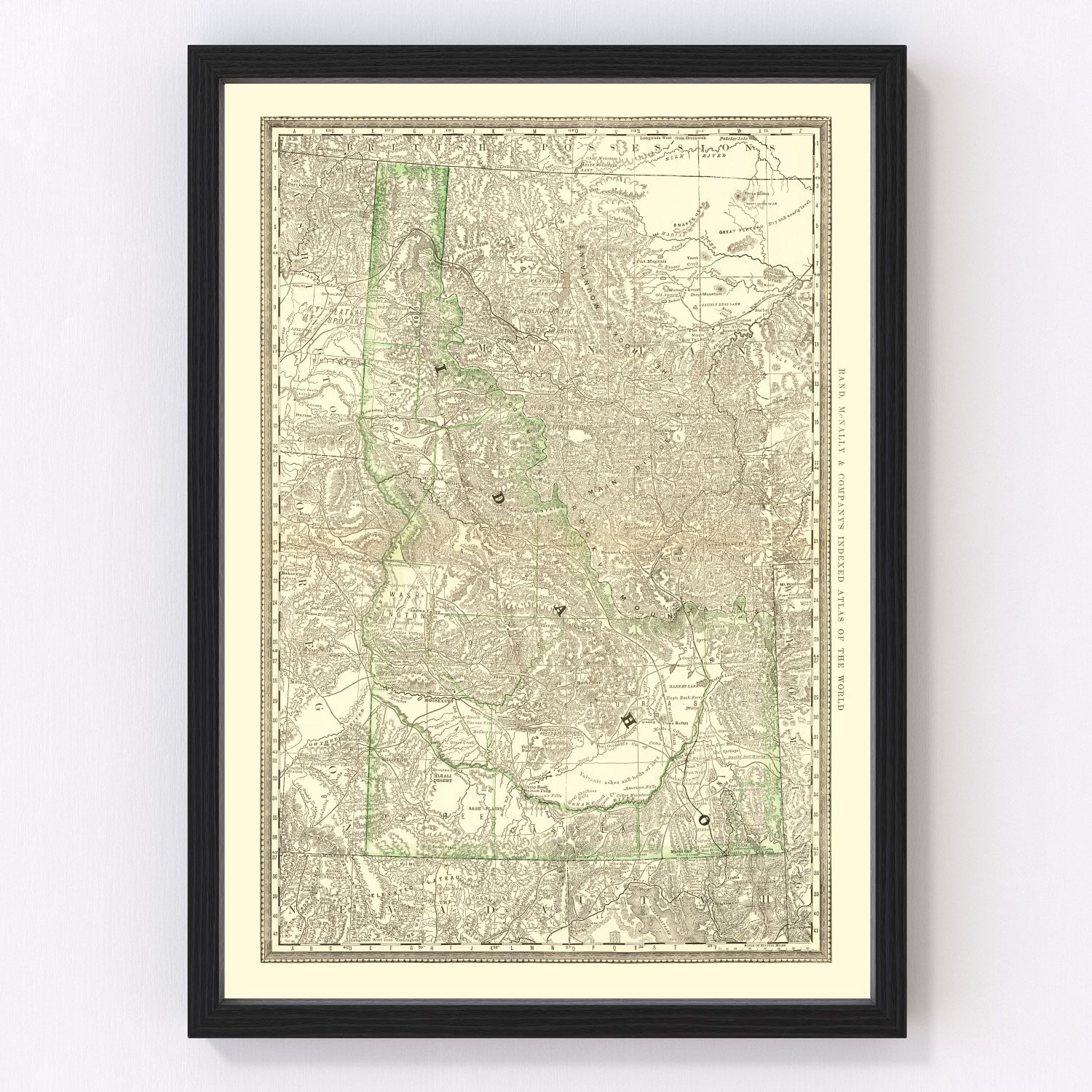 Vintage map of Idaho, 1884
