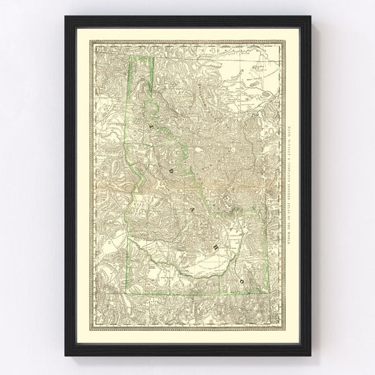 Vintage map of Idaho, 1884