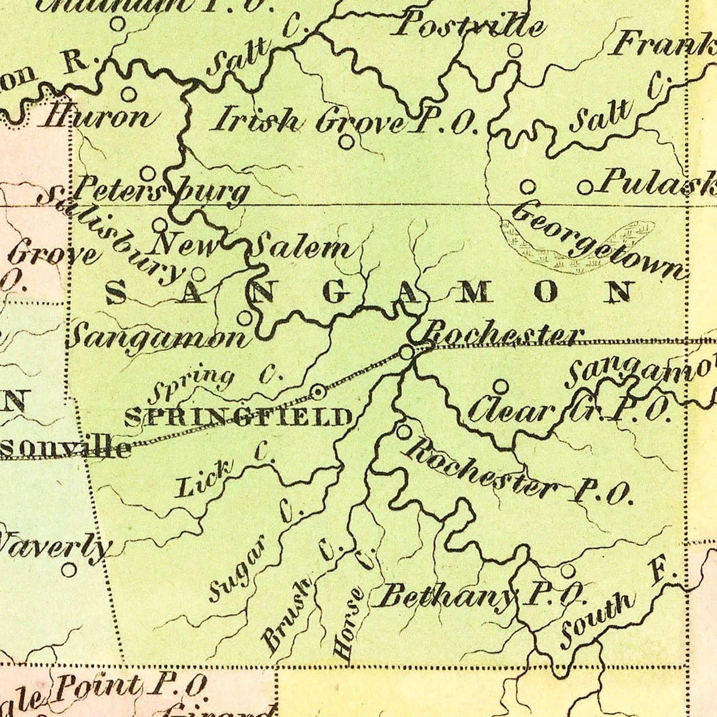 Vintage Map of Illinois, 1838