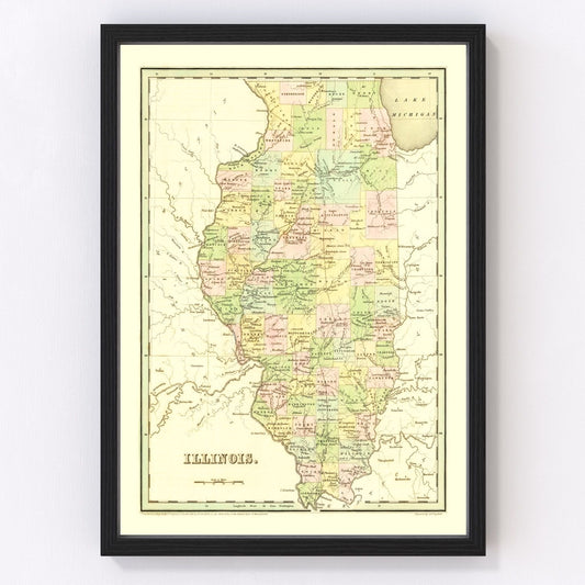 Vintage map of Illinois, 1838