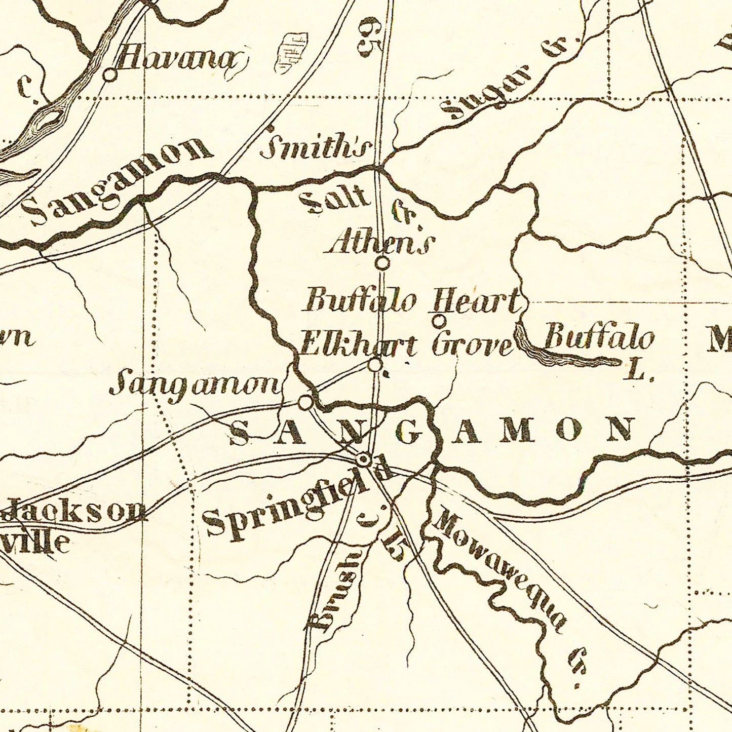 Vintage Map of Illinois, 1845