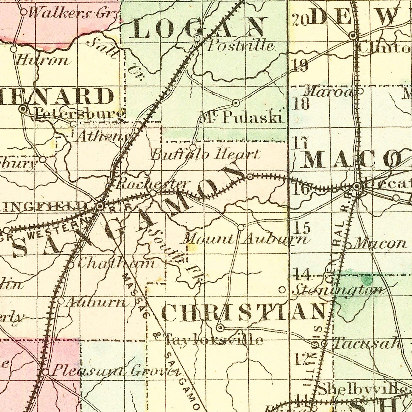 Vintage Map of Illinois, 1855