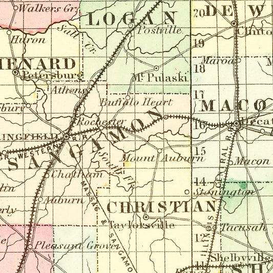 Vintage Map of Illinois, 1855