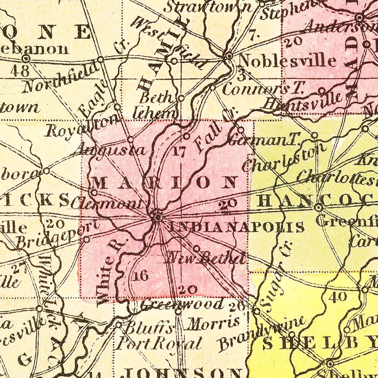 Vintage Map of Indiana, 1847
