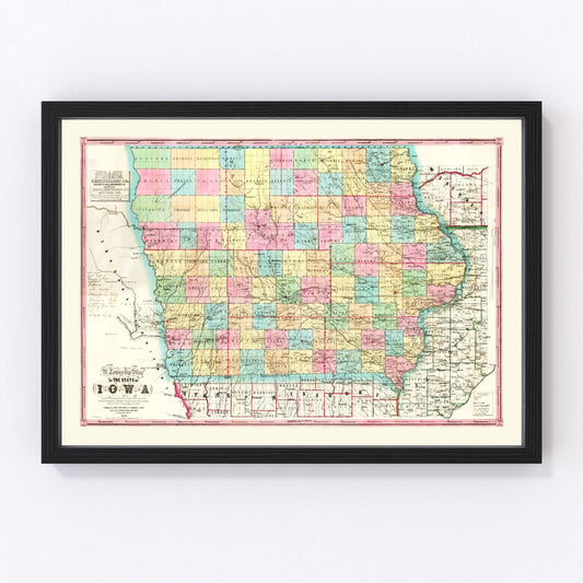 Vintage map of Iowa, 1855