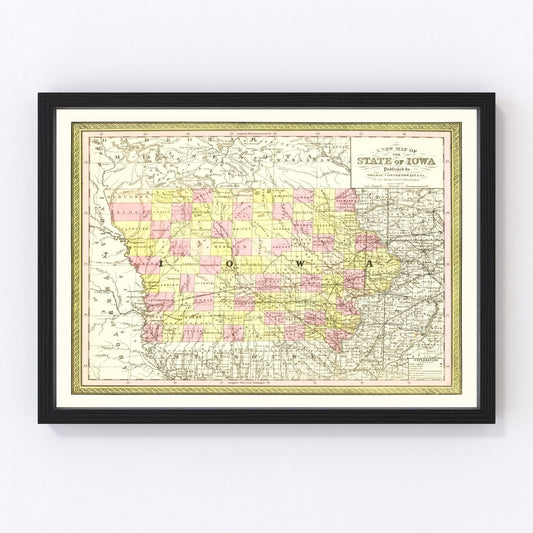 Vintage map of Iowa, 1855