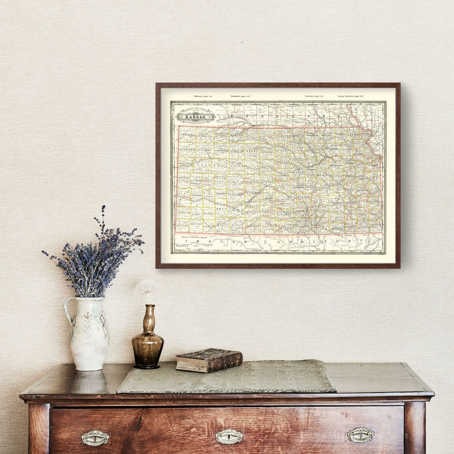 Vintage Railroad Map of Kansas, 1888