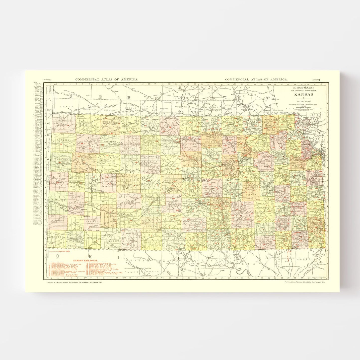 Vintage Map of Kansas, 1917