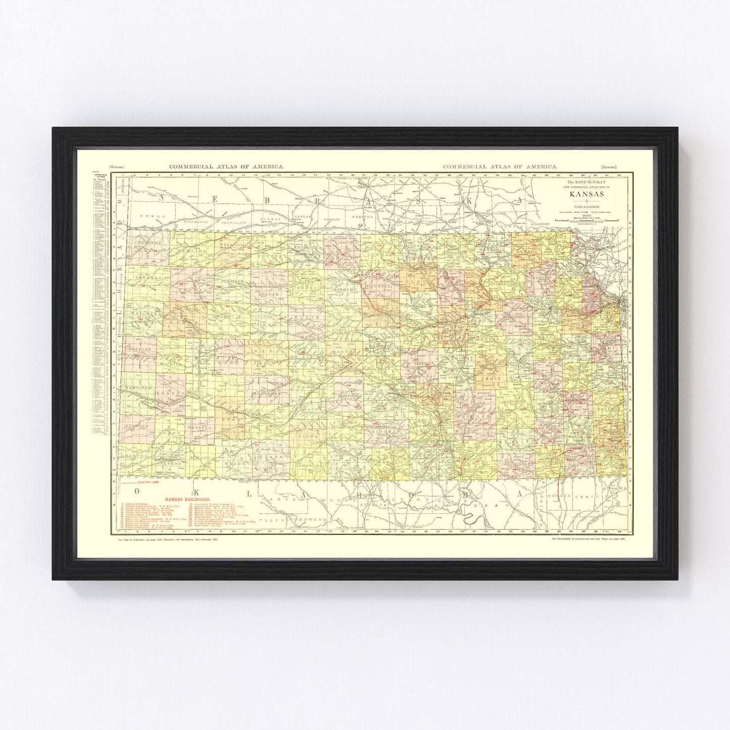 Vintage map of Kansas, 1917