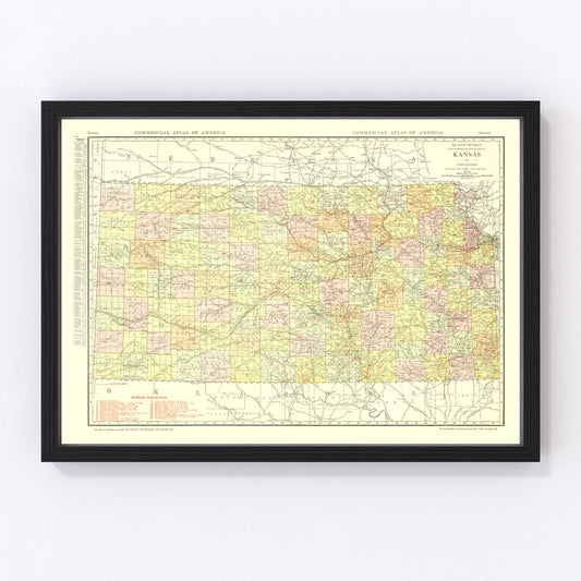 Vintage map of Kansas, 1917
