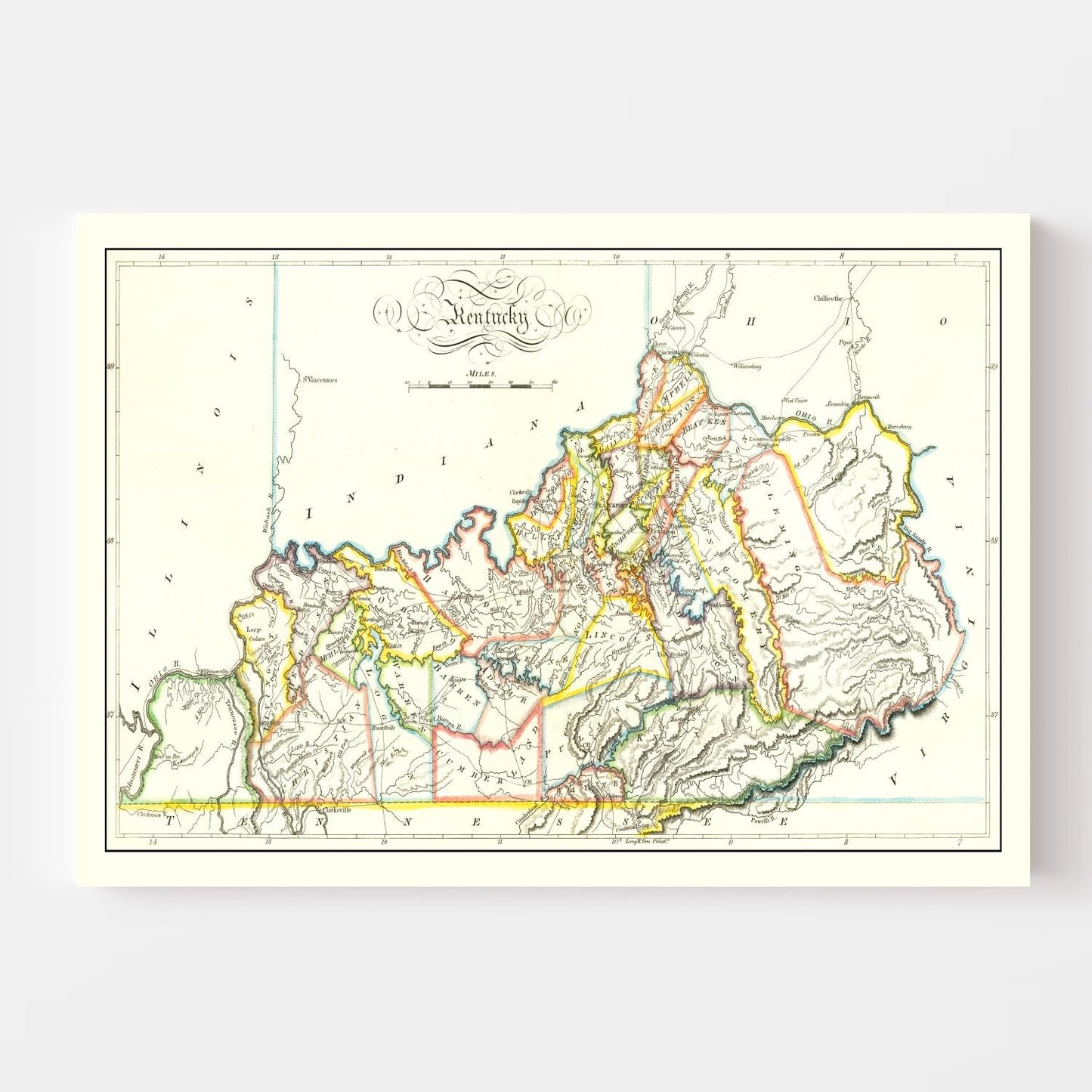 Vintage Map of Kentucky, 1814
