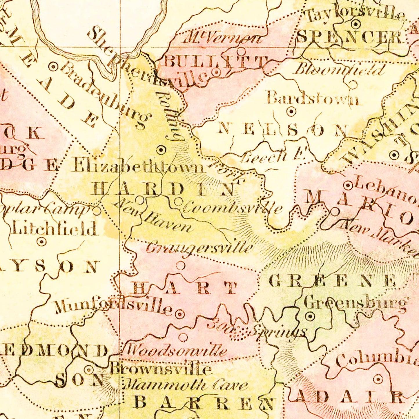 Vintage Map of Kentucky, 1835