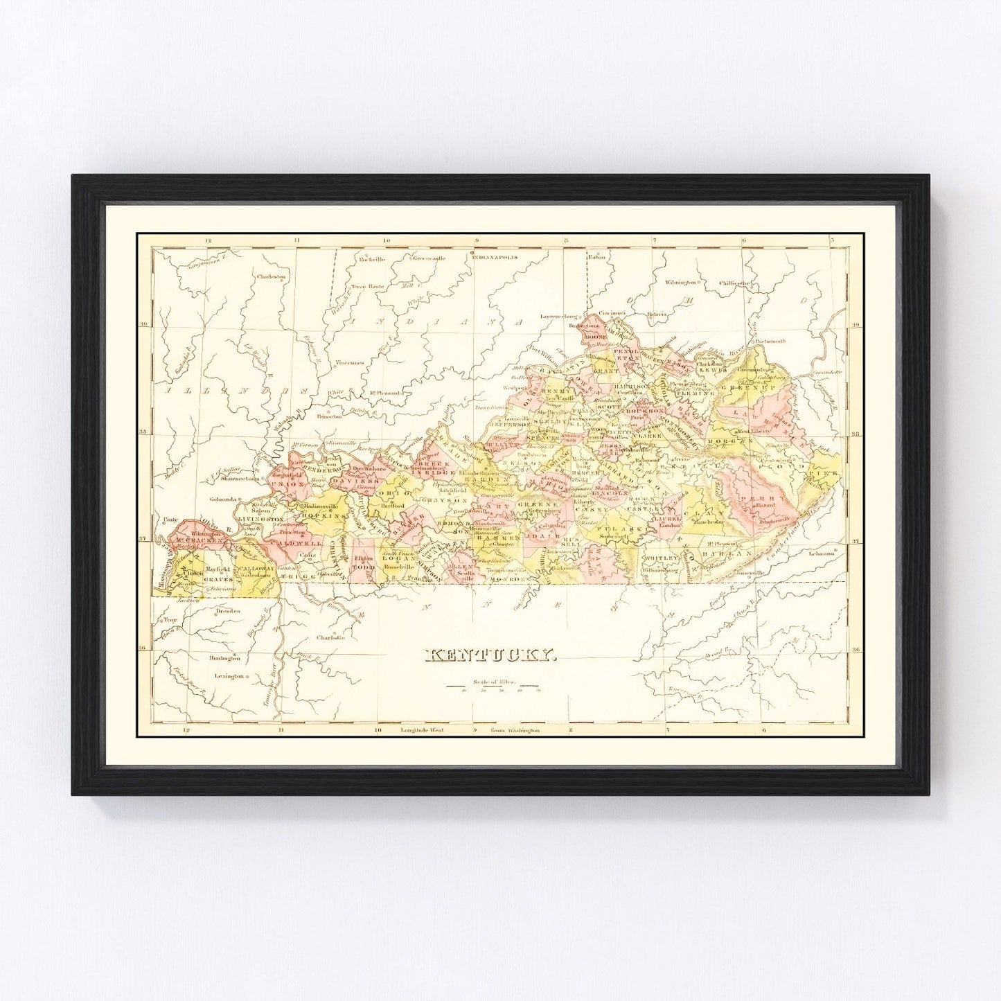 vintage map of Kentucky, 1835