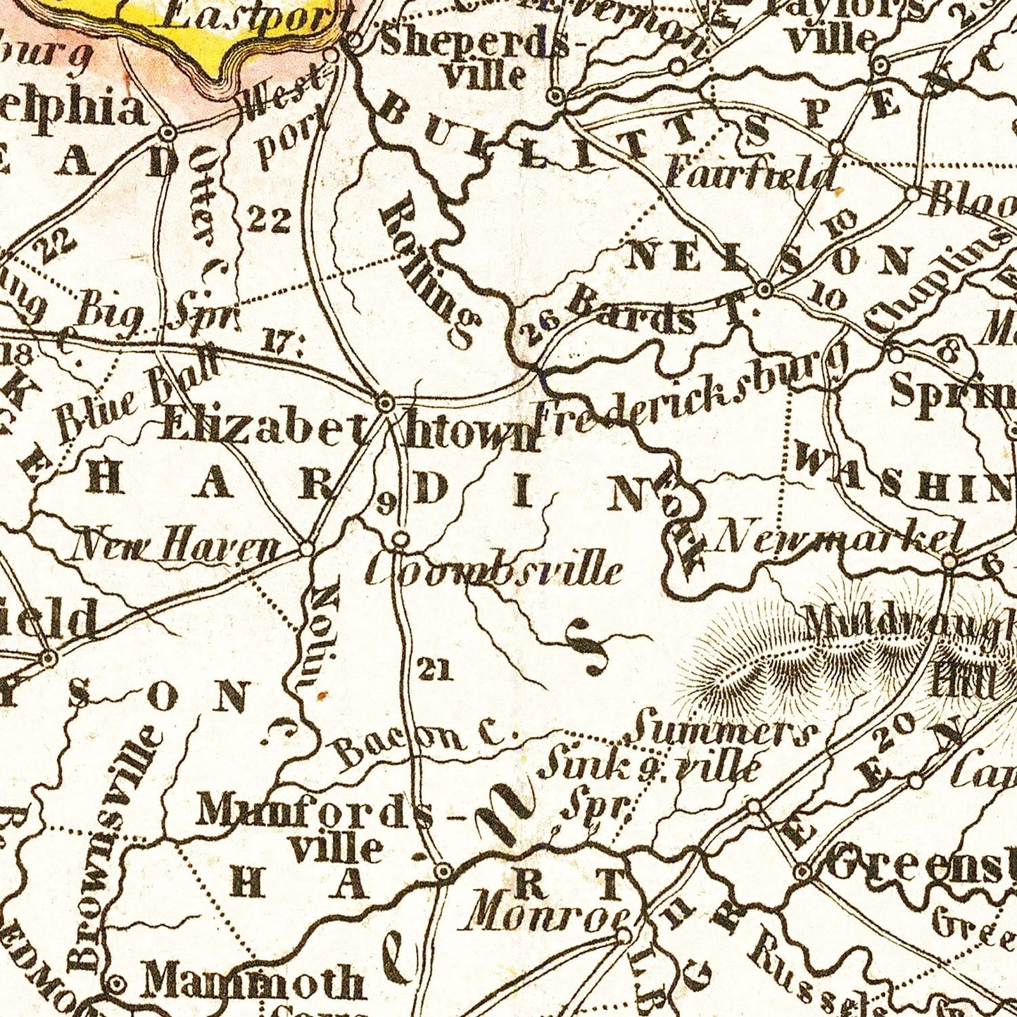 Vintage Map of Kentucky, 1845