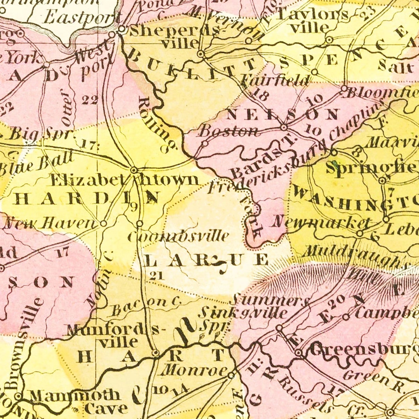 Vintage Map of Kentucky, 1847