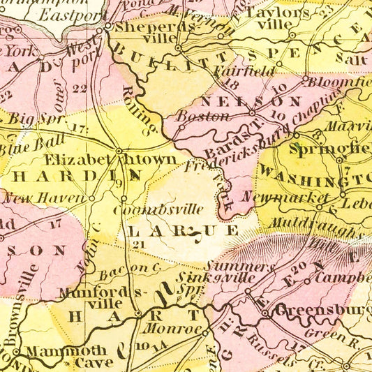 Vintage Map of Kentucky, 1847