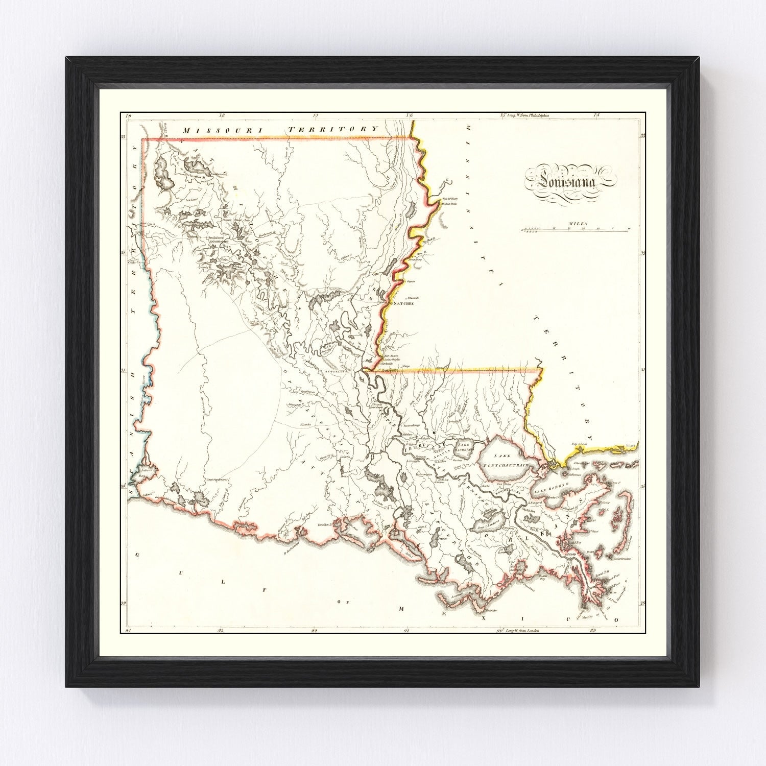 vintage map of Louisiana, 1814