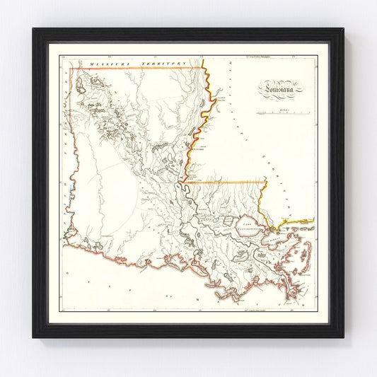 vintage map of Louisiana, 1814