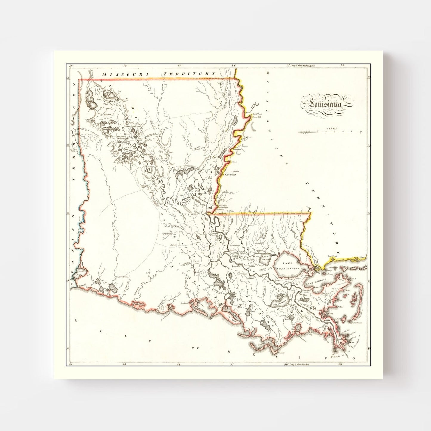 Vintage Map of Louisiana, 1814