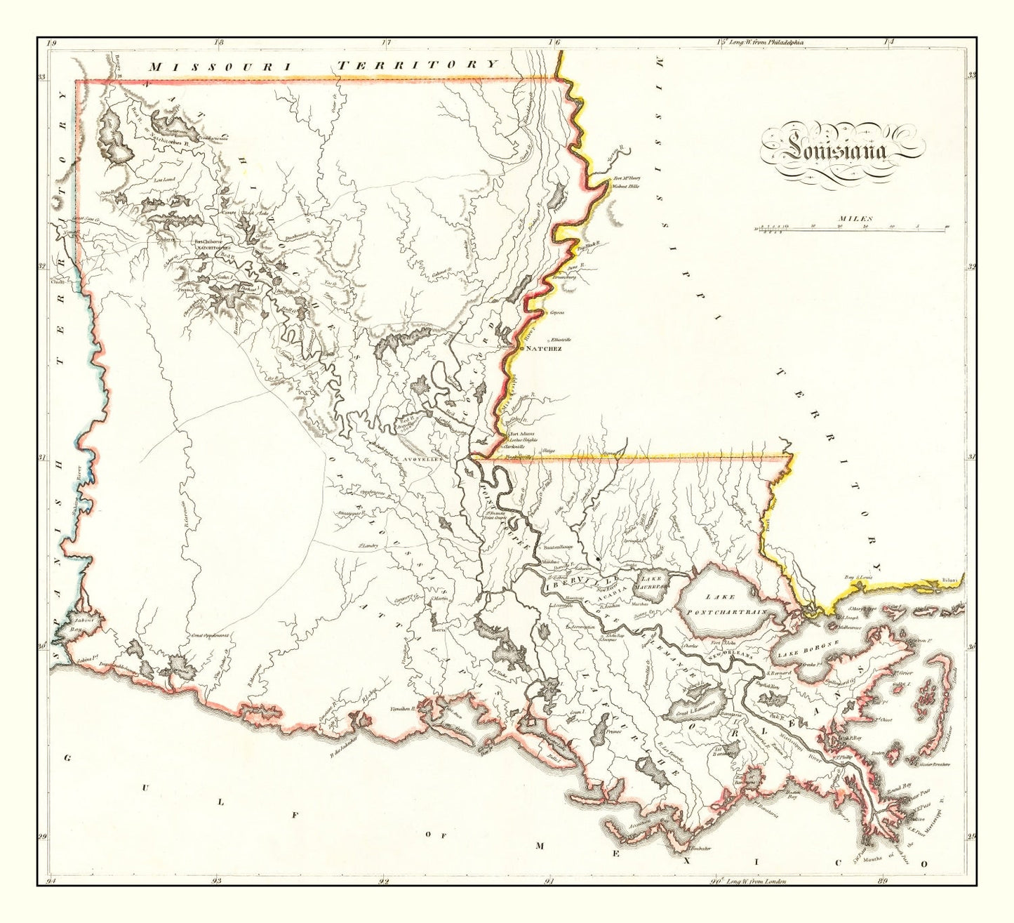 Vintage Map of Louisiana, 1814