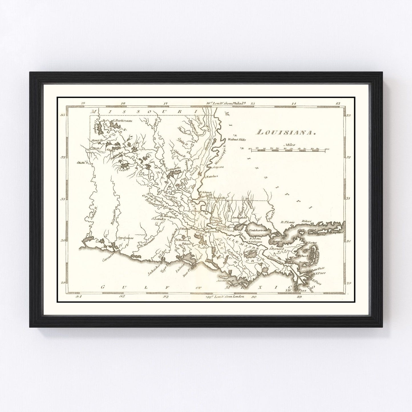Vintage map of Louisiana, 1814