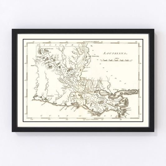 Vintage map of Louisiana, 1814
