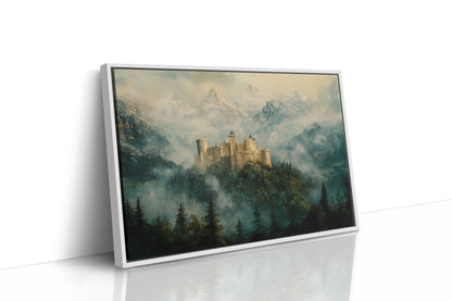 Misty Mountain Castle Fantasy Landscape Wall Art Print