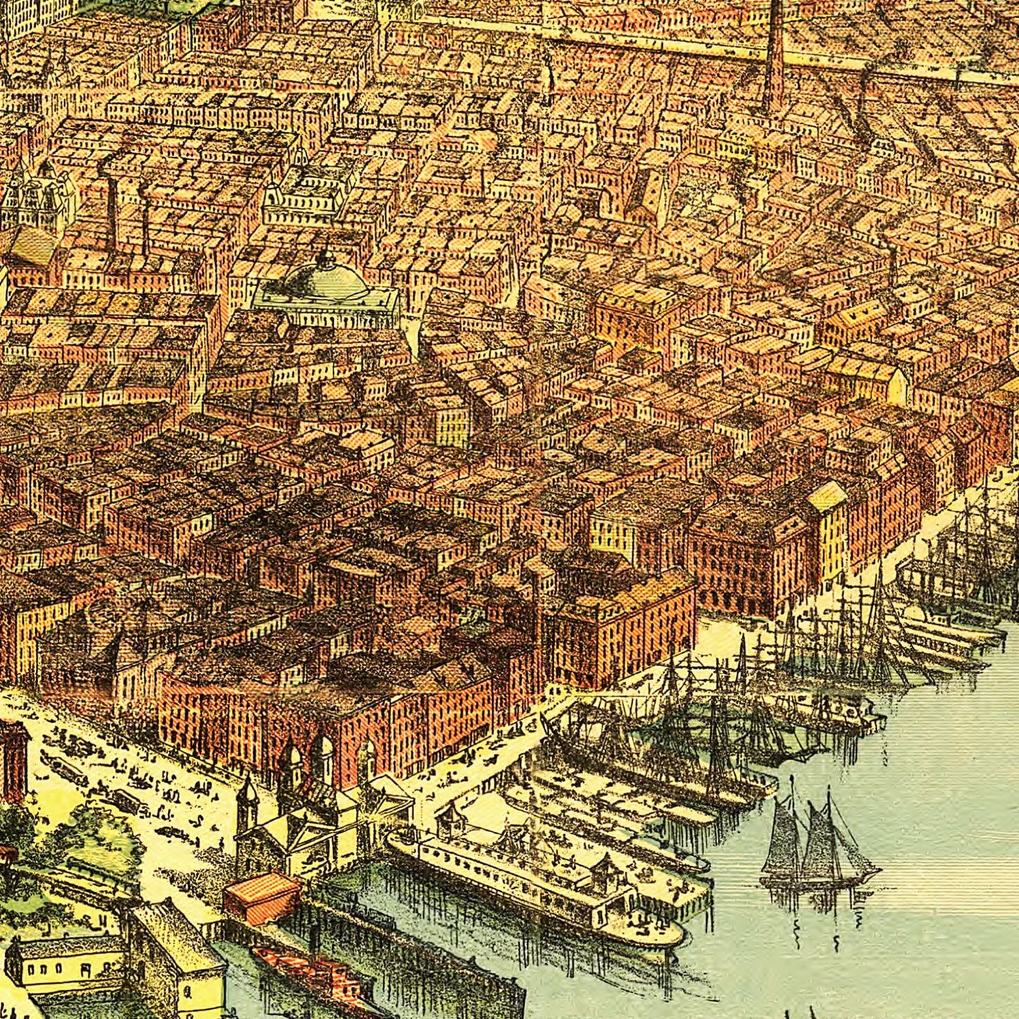 Vintage Map of New York City, New York, 1879