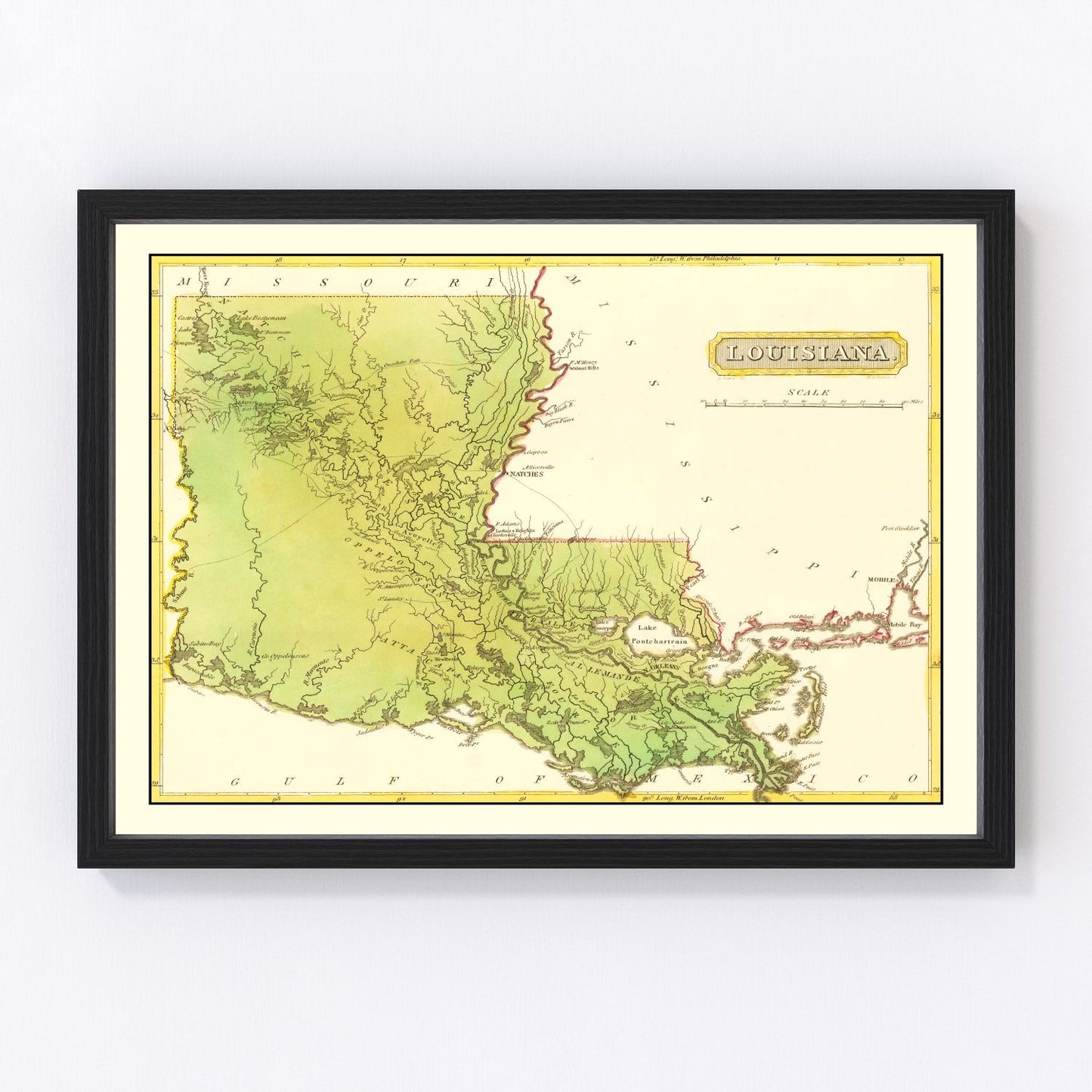 Vintage map of Louisiana, 1816