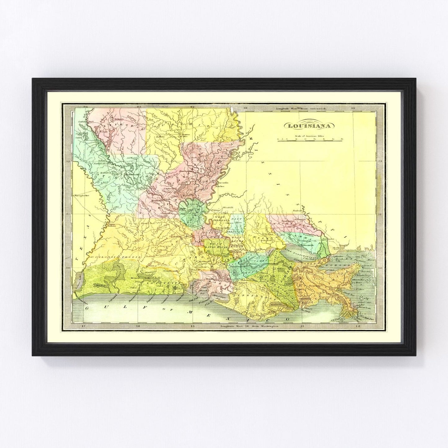 Vintage map of Louisiana, 1836
