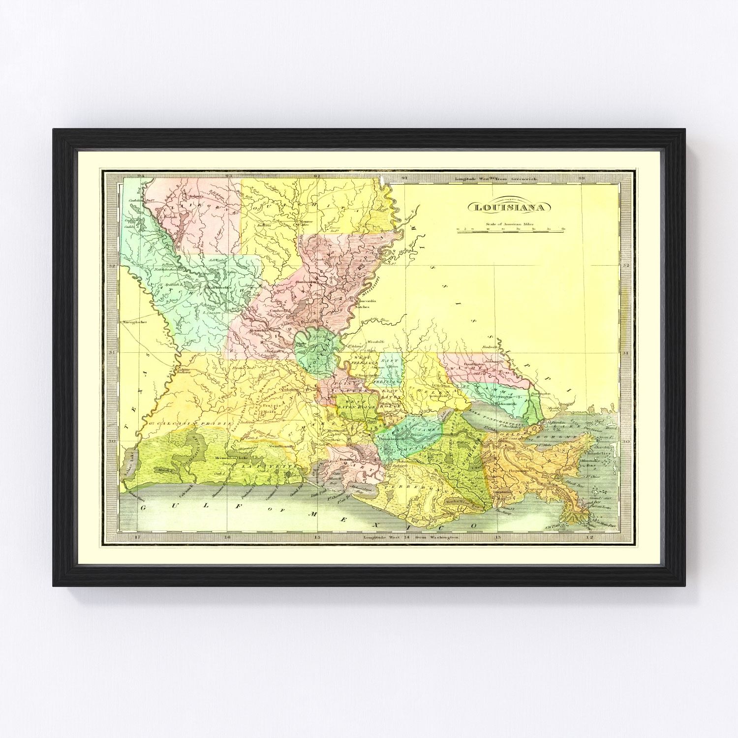 Vintage map of Louisiana, 1836