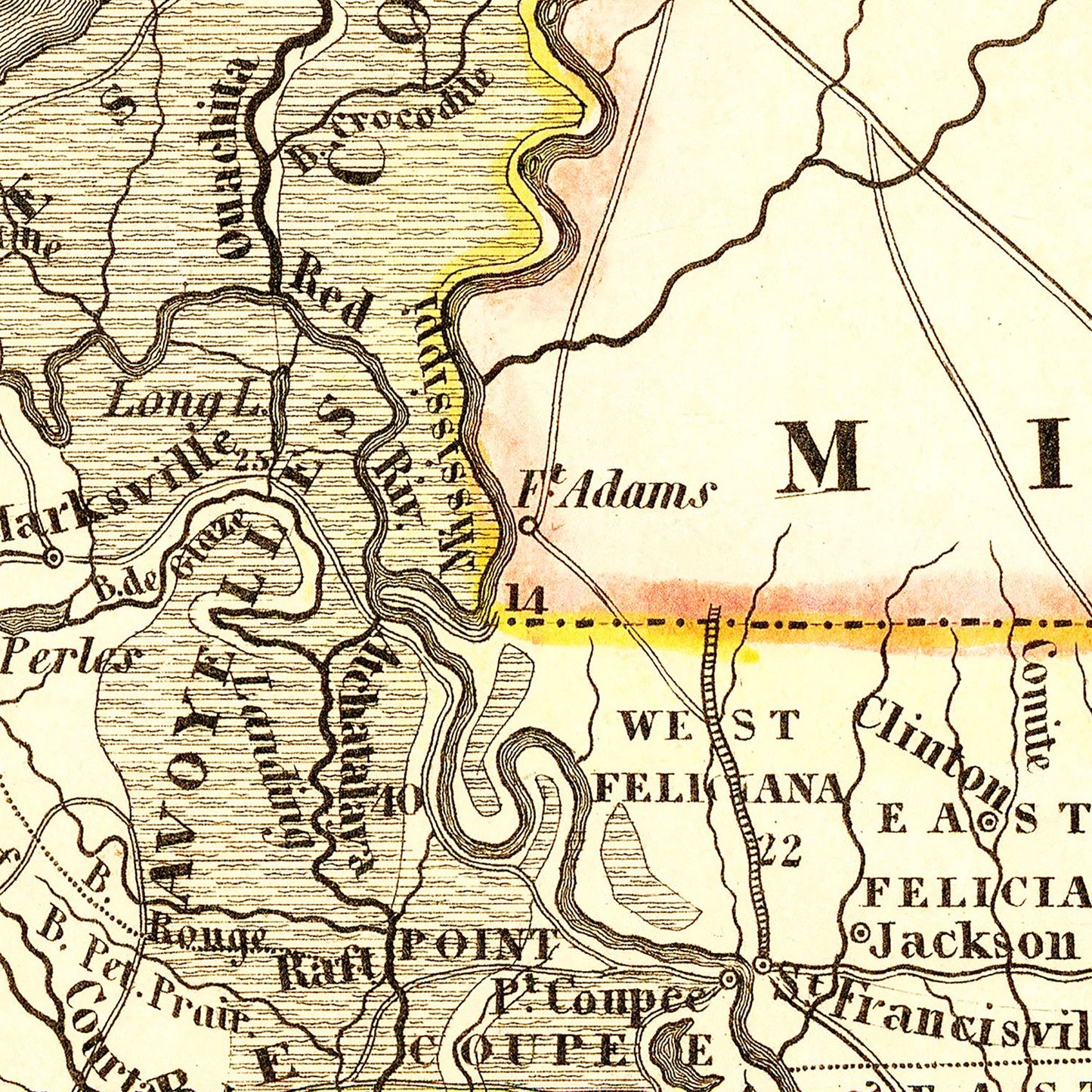 Vintage Map of Louisiana, 1845