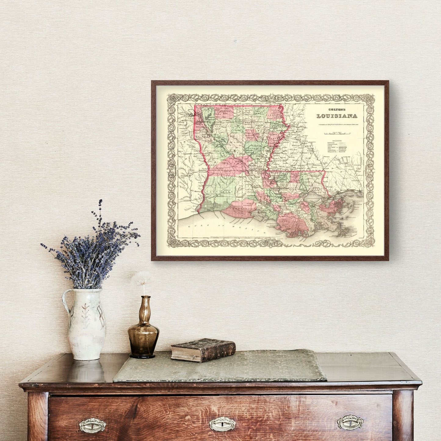 Vintage Map of Louisiana, 1871