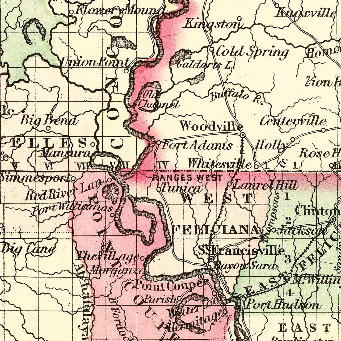 Vintage Map of Louisiana, 1871