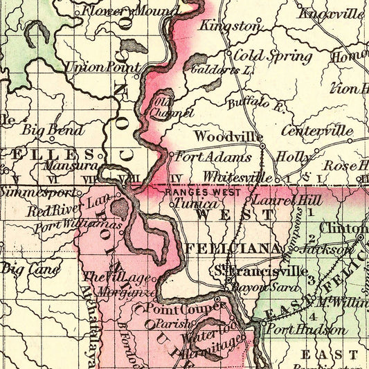 Vintage Map of Louisiana, 1871