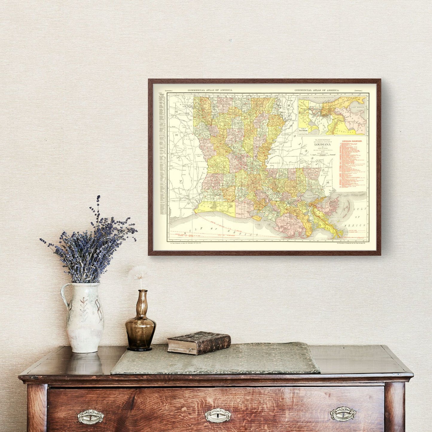 Vintage Map of Louisiana, 1917