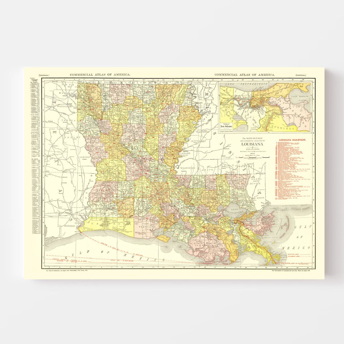 Vintage Map of Louisiana, 1917