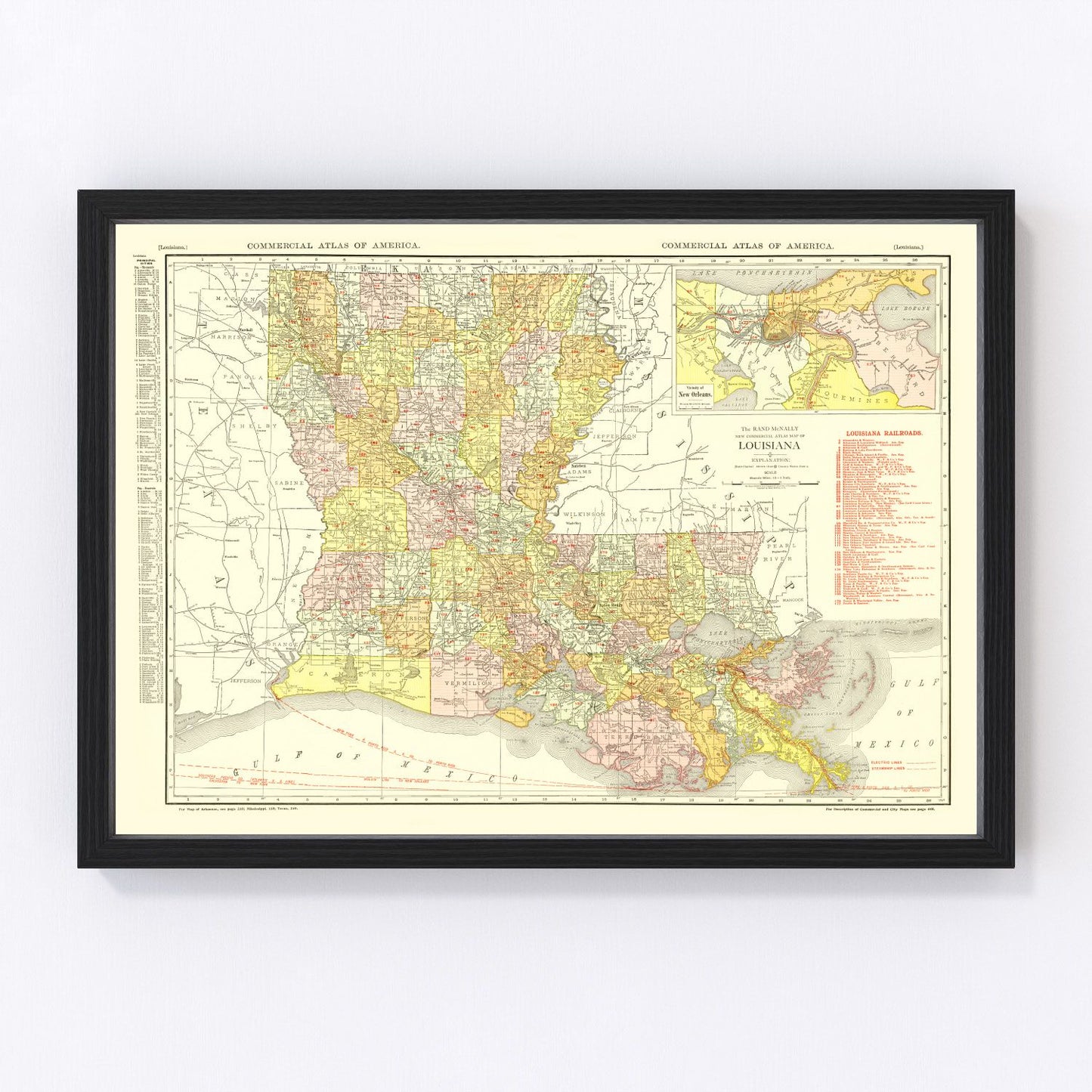 Vintage map of Louisiana, 1917