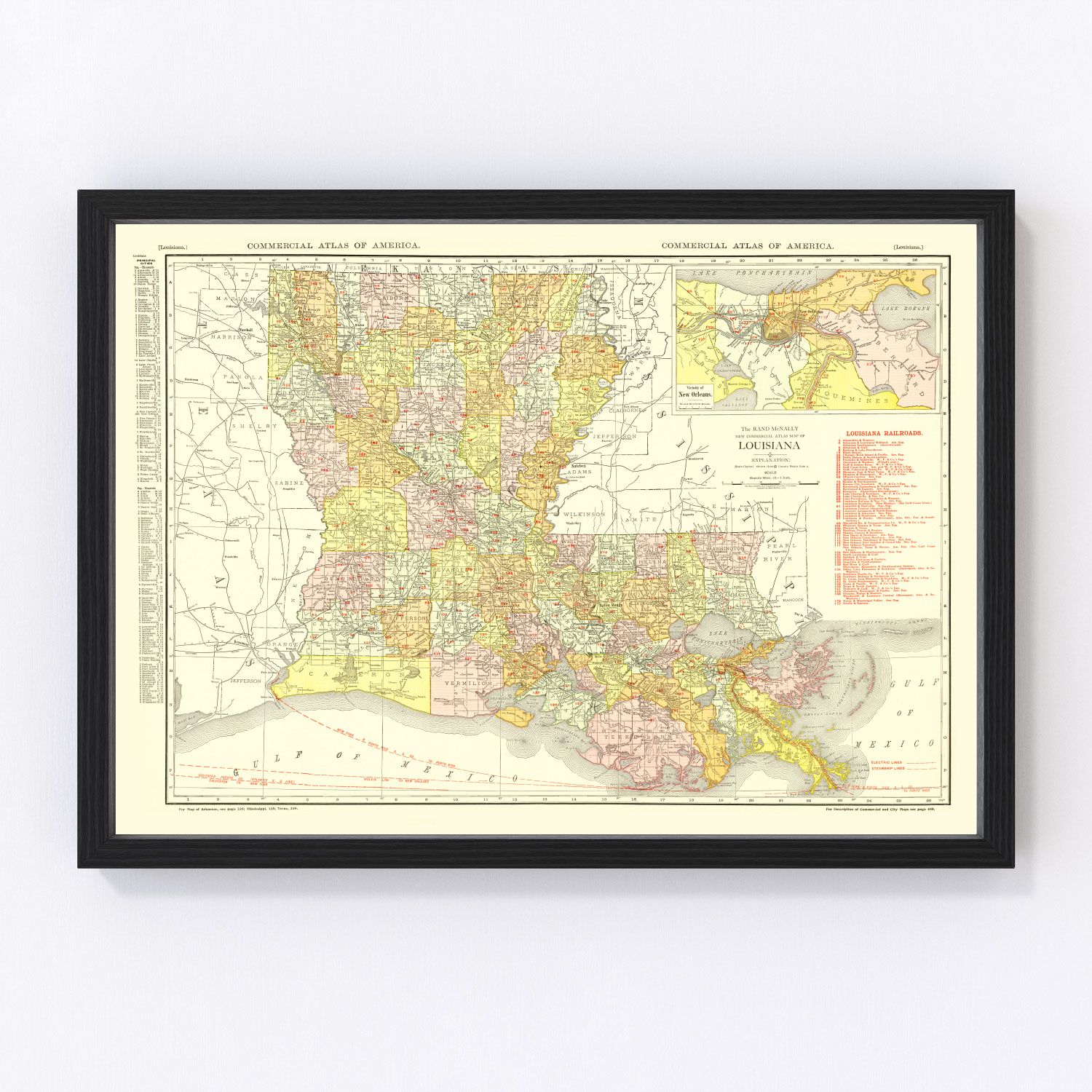 Vintage map of Louisiana, 1917
