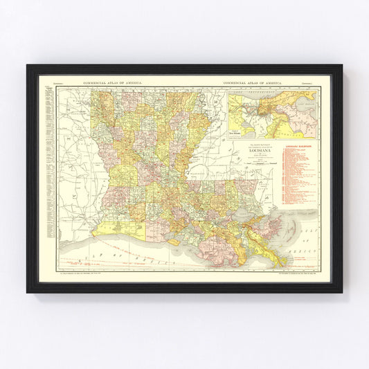 Vintage map of Louisiana, 1917