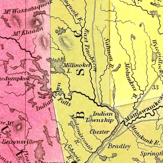 Vintage Map of Maine, 1847
